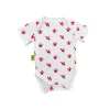 White organic cotton baby short sleeved bodysuit with cute red dragon design with two fasteners at bottom can be personalised