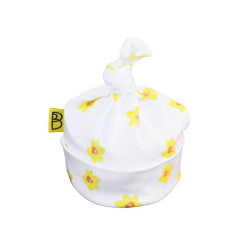 Organic Embroidered Hat - Daffodil print. Made in Wales