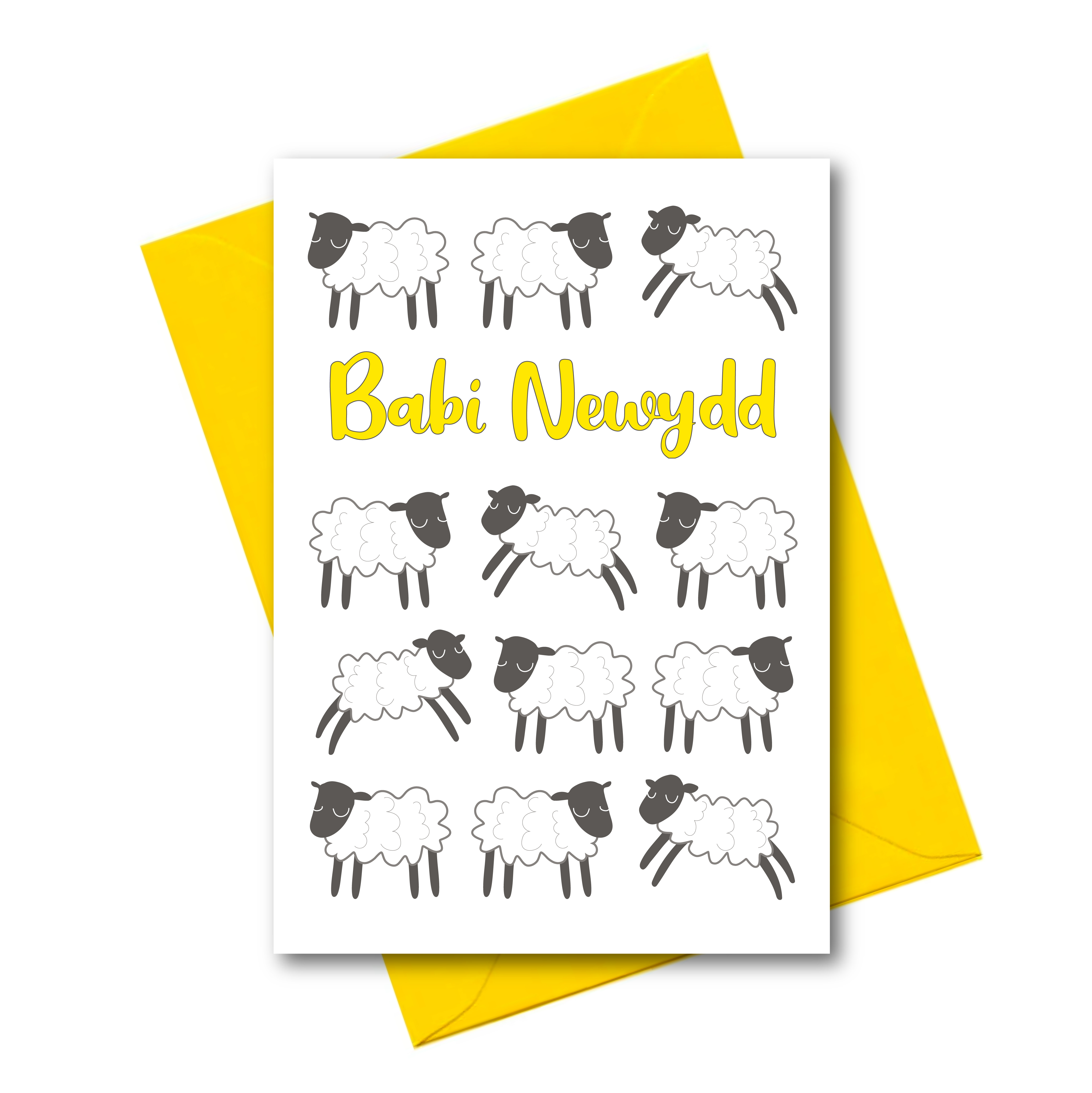 New Baby Card - Baby Sheep Pattern - Made In Wales