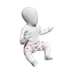Organic cotton baby shorts just below the knee and elasticated waist in our hand drawn playful red dragon design printed on to white organic cotton.