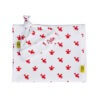 Organic cotton baby blanket and hat gift set with our red playful dragon design, printed on to GOTs white cotton. Rectangular blanket is 80cm by 60cm.