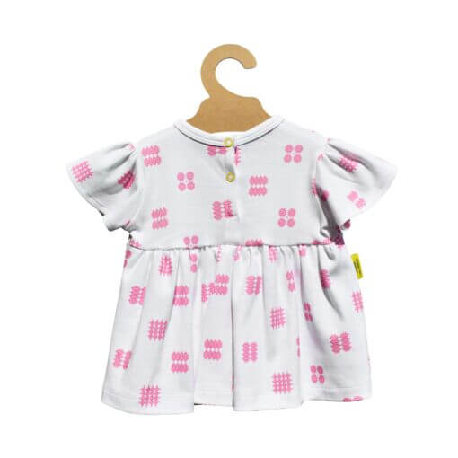 organic short sleeved baby dress - pink tapestry design