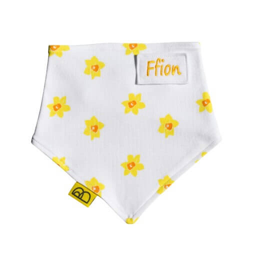 Organic baby bib - Yellow daffodil design