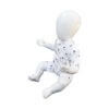 Short sleeved handmade organic cotton baby romper with a unique cute leaping lambs design printed on to white cotton. It has poppers on the crotch.