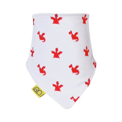 Welsh red dragon design organic cotton baby dribble bib by Babi Bw