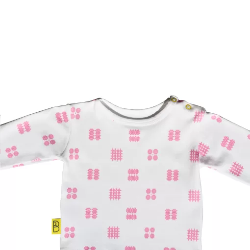 Handmade white organic cotton baby T shirt Welsh pink tapestry print