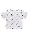 Short sleeved handmade organic cotton baby romper with a unique cute leaping lambs design printed on to white cotton. It has poppers on the crotch.